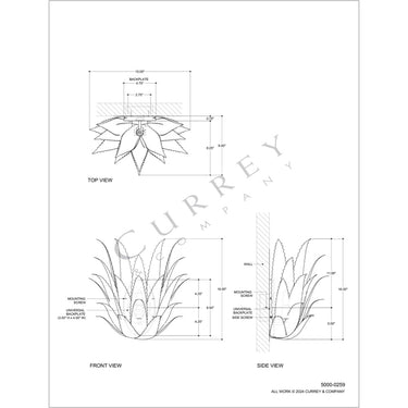 Currey & Company Agave 1-Light White Wall Sconce 7