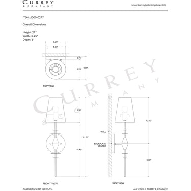 Currey & Company Anselm 1-Light Wall Sconce 4