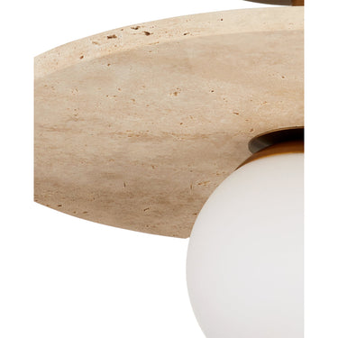 Currey & Company Apricity 16" Travertine 1-Light Semi-Flush Mount 1