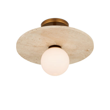Currey & Company Apricity 16" Travertine 1-Light Semi-Flush Mount 2