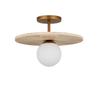 Currey & Company Apricity 16" Travertine 1-Light Semi-Flush Mount 3