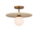 Currey & Company Apricity 16" Travertine 1-Light Semi-Flush Mount 