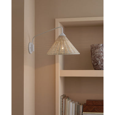 Currey & Company Basket White Swing-Arm 1-Light Wall Sconce 6