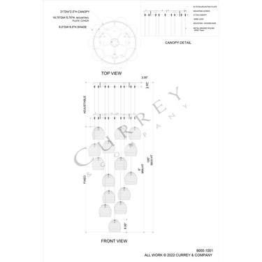Currey & Company Beehive 15-Light Round Multi-Drop Pendant 4