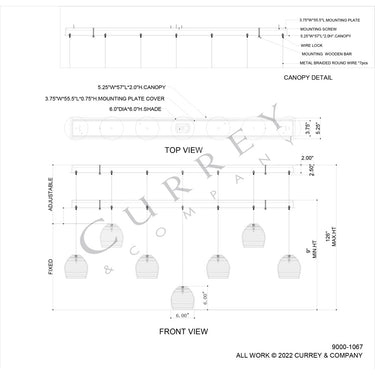 Currey & Company Beehive 7-Light Linear Multi-Drop Pendant 4