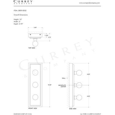 Currey & Company Berdine Medium 3-Light Wall Sconce 12