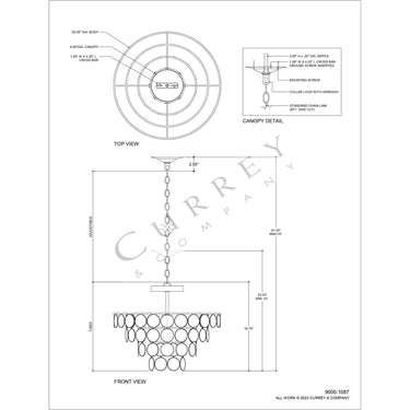 Currey & Company Bon Vivant 20" 1-Light Convertible Semi-Flush Mount 4