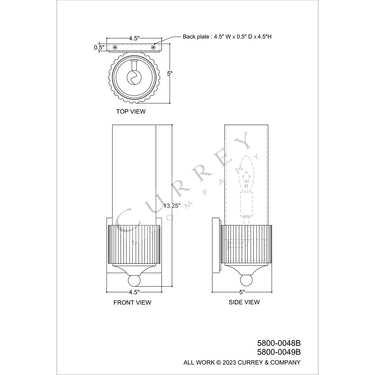 Currey & Company Bryce 1-Light Bath Wall Sconce 10