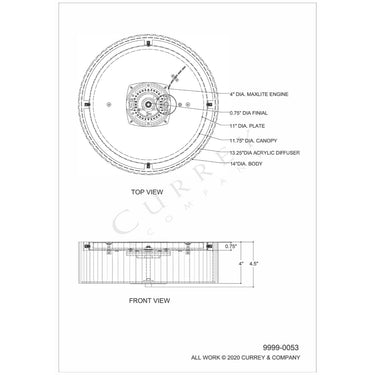 Currey & Company Caravel 14" Silver LED Flush Mount 4