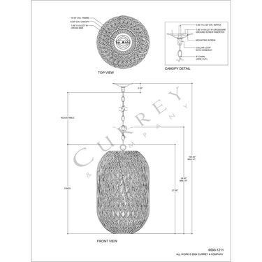 Currey & Company Cocoon Cream 1-Light Pendant 16