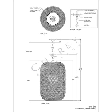 Currey & Company Cocoon Cream 1-Light Pendant 8