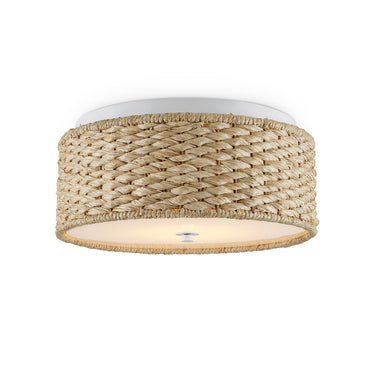 Currey & Company Colchester 16" Raffia LED Flush Mount 