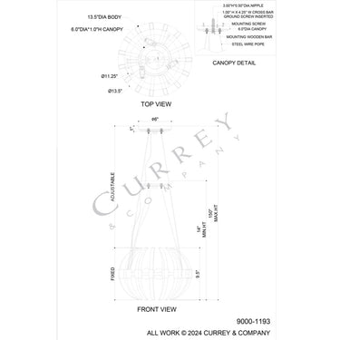 Currey & Company Coquette 13.5" Optic Crystal 3-Light Chandelier 8