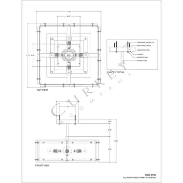 Currey & Company Countervail 17.75" 4-Light Square Chandelier 6