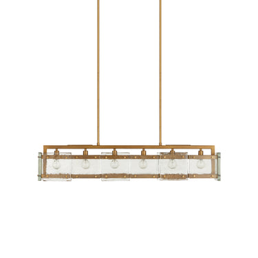 Currey & Company Countervail 39.5" Cast Glass 6-Light Rectangular Chandelier 5