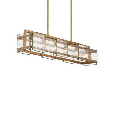 Currey & Company Countervail 39.5" Cast Glass 6-Light Rectangular Chandelier 