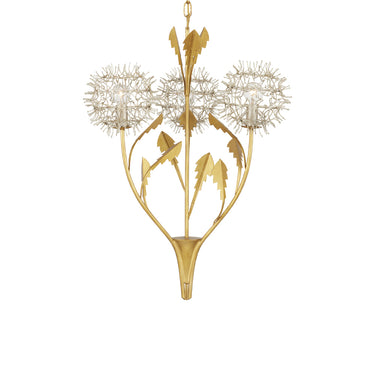 Currey & Company Dandelion 22.75" Silver Gold 3-Light Pendant 