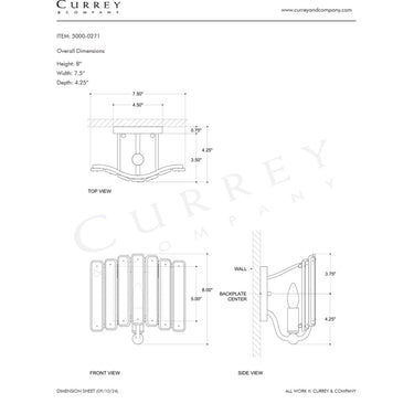 Currey & Company Duvernell Recycled Glass 1-Light Wall Sconce 7