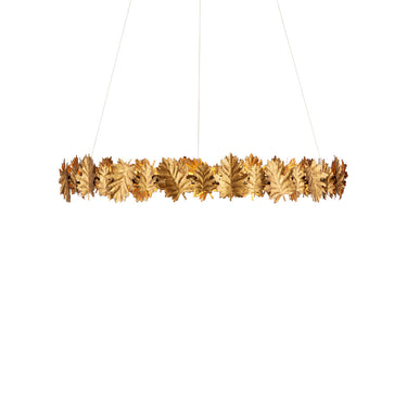 Currey & Company English Oak 32.5" Gold Leaf LED Chandelier 2