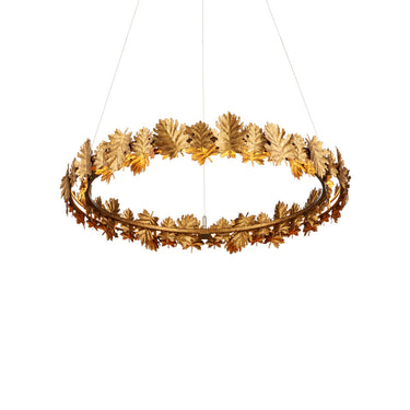 Currey & Company English Oak 32.5" Gold Leaf LED Chandelier 3