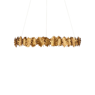Currey & Company English Oak 32.5" Gold Leaf LED Chandelier 4