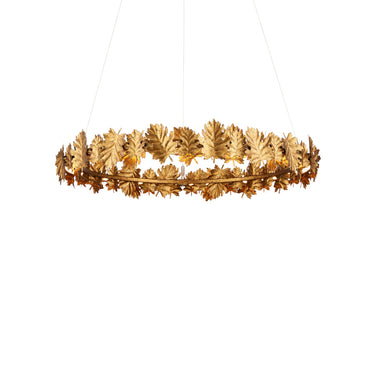 Currey & Company English Oak 32.5" Gold Leaf LED Chandelier 