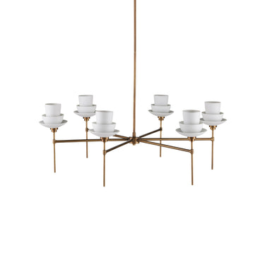 Currey & Company Etiquette 40.5" Bone China 6-Light Chandelier 3