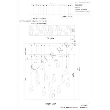 Currey & Company Glace White 15-Light Linear Multi-Drop Pendant 4