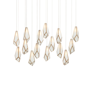 Currey & Company Glace White 15-Light Linear Multi-Drop Pendant 