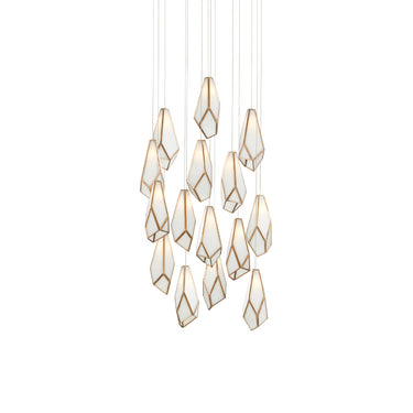 Currey & Company Glace White 15-Light Round Multi-Drop Pendant 