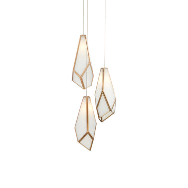Currey & Company Glace White 3-Light Round Multi-Drop Pendant 