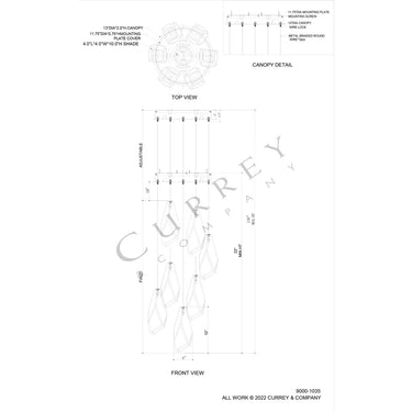 Currey & Company Glace White 7-Light Round Multi-Drop Pendant 4