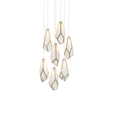 Currey & Company Glace White 7-Light Round Multi-Drop Pendant 