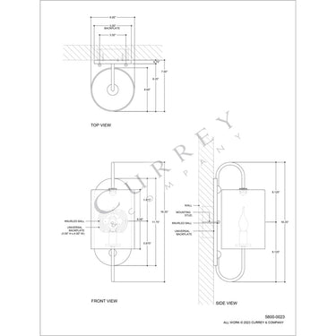 Currey & Company Glacier 1-Light Wall Sconce 8