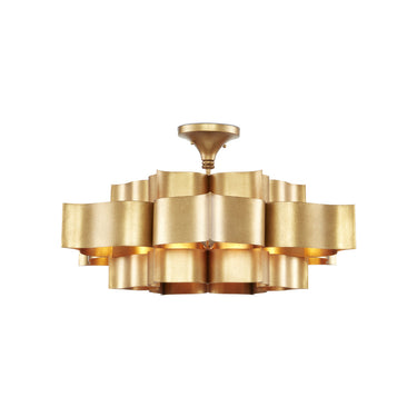 Currey & Company Grand Lotus 30" Gold 6-Light Convertible Chandelier 2