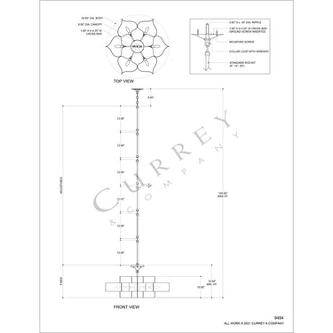 Currey & Company Grand Lotus 30" Gold 6-Light Convertible Chandelier 7
