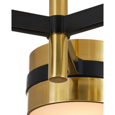 Currey & Company Heybrook 26" Brass 3-Light LED Semi-Flush Mount 1