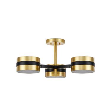 Currey & Company Heybrook 26" Brass 3-Light LED Semi-Flush Mount 4