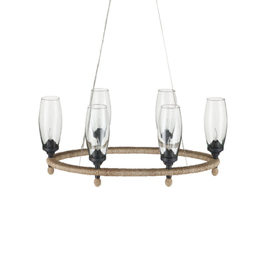 Currey & Company Hightider 36" Glass Oval 6-Light Chandelier 2