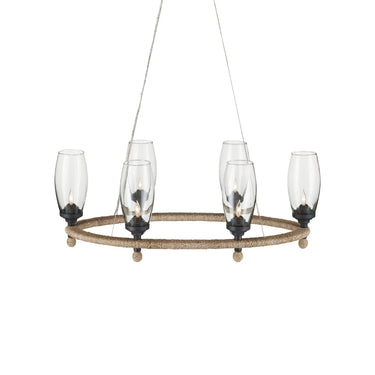Currey & Company Hightider 36" Glass Oval 6-Light Chandelier 