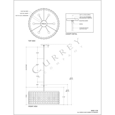 Currey & Company Holcroft 32.25" Sandstone 6-Light Chandelier 11