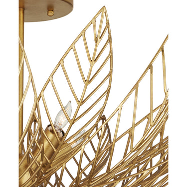 Currey & Company Leaflace 26" Gold 4-Light Semi-Flush Mount 1