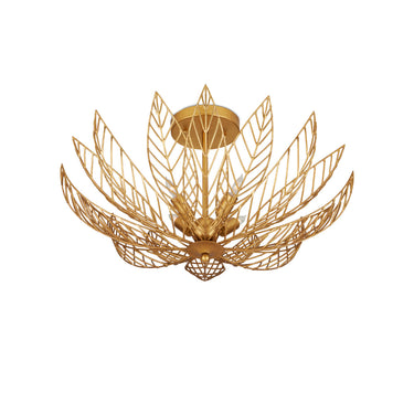 Currey & Company Leaflace 26" Gold 4-Light Semi-Flush Mount 2