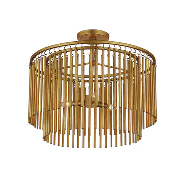 Currey & Company Mantra 24" Gold 3-Light Semi-Flush Mount 2
