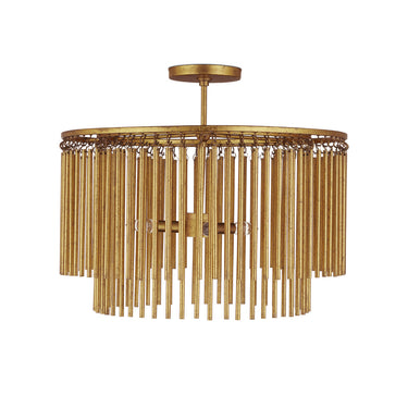 Currey & Company Mantra 24" Gold 3-Light Semi-Flush Mount 3