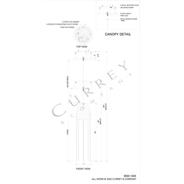 Currey & Company Medusa 1-Light Round Multi-Drop Pendant 3