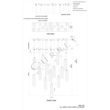Currey & Company Medusa 15-Light Linear Multi-Drop Pendant 4