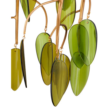 Currey & Company Midsummer 16" Green Leaves 1-Light Pendant 1