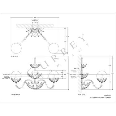 Currey & Company Mirasole Gold 2-Light Wall Sconce 3