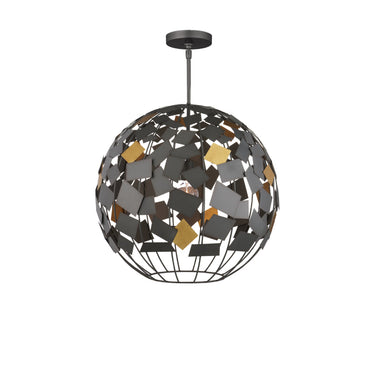Currey & Company Moon Night 23.5" Gray & Gold 1-Light Orb Chandelier 3